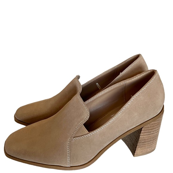 Joie NEW Wevenly Suede Block Heel Loafers In Tan Size 8.5 - Picture 1 of 10